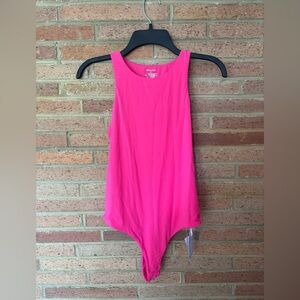 New Mangopop Bodysuit Size Medium Sleeveless Pink Tank Top Soft One Piece M